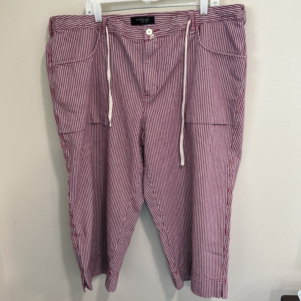 Riveted By Lee Jeans Red White Stripe Jean Capris 24W
